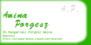amina porgesz business card